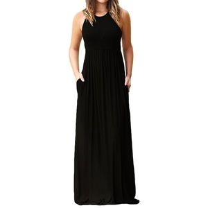 NWT Amazon Grecerelle GC Sleeveless Racerback Black Maxi Dress